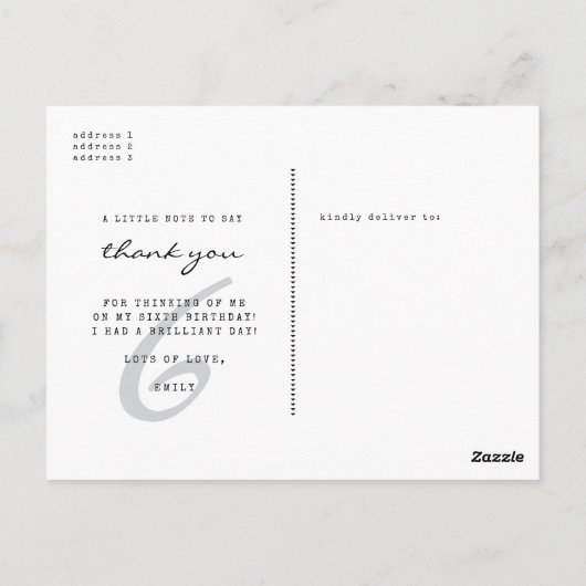 Eenvoudige minimalistische foto verjaardagsfeestje briefkaart (Achterkant)