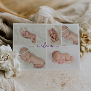 Eenvoudige Minimalistische Fotocollage Baby Welkom Kaart
