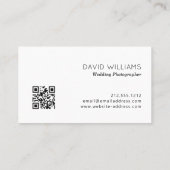 Eenvoudige minimalistische fotograaf QR-code Visitekaartje (Achterkant)
