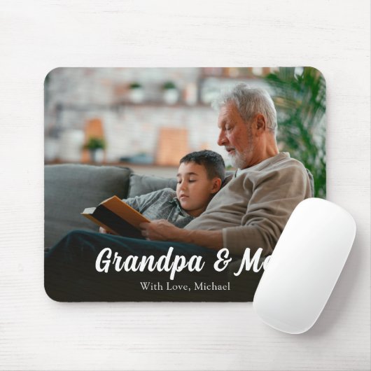 Eenvoudige minimalistische fotokalligrafie Opa en  Muismat (Met muis)