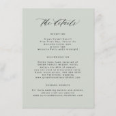 Eenvoudige minimalistische gast sage groene bruilo informatiekaartje (Voorkant)