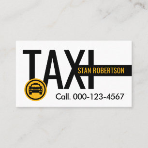 Eenvoudige Minimalistische Gele Taxi Auto Visitekaartje