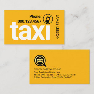 Eenvoudige Minimalistische Gele Taxi Dienst Visitekaartje