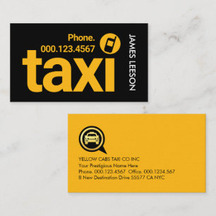 Eenvoudige Minimalistische Gele Taxi Dienst Visitekaartje