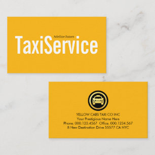 Eenvoudige Minimalistische Gele Taxi Rit Visitekaartje