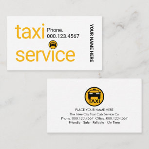 Eenvoudige Minimalistische Gele Taxi Service Visitekaartje