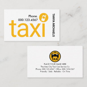 Eenvoudige Minimalistische Gele Taxi Service Visitekaartje