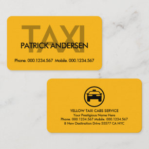 Eenvoudige Minimalistische Gele Taxi Uithangbord Visitekaartje