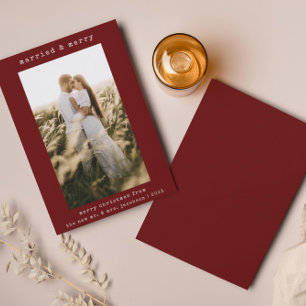 Eenvoudige minimalistische getrouwd & vrolijke ker bedankkaart