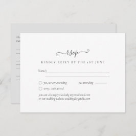 Eenvoudige Minimalistische Gewone Witte RSVP Bruil Briefkaart
