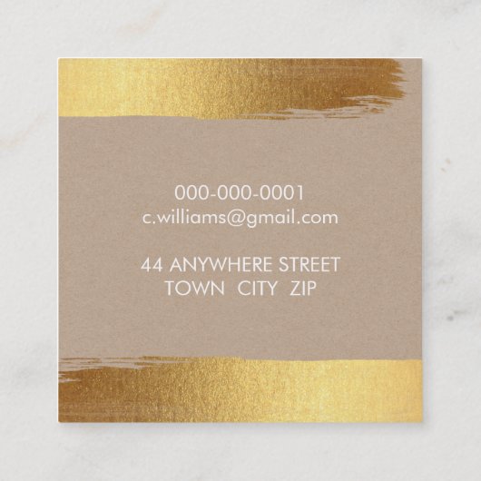 EENVOUDIGE MINIMALISTISCHE glam faux gouden folie  Vierkante Visitekaartje (Achterkant)