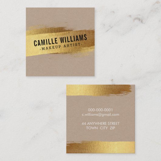 EENVOUDIGE MINIMALISTISCHE glam faux gouden folie  Vierkante Visitekaartje (Voorkant / Achterkant)