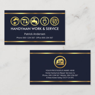 Eenvoudige Minimalistische Gouden Handyman Gereeds Visitekaartje
