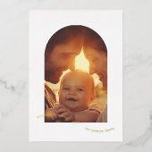 Eenvoudige minimalistische gouden vrolijke kerstbo folie feestdagenkaart (Voorkant)