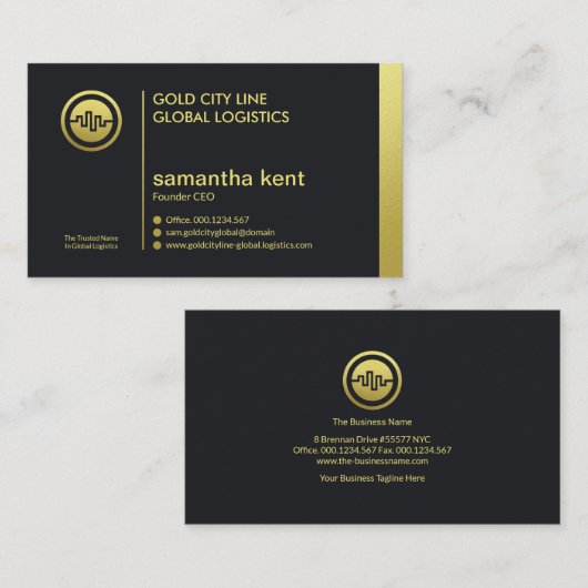 Eenvoudige minimalistische goudkolomoprichter CEO Visitekaartje (Voorkant / Achterkant)