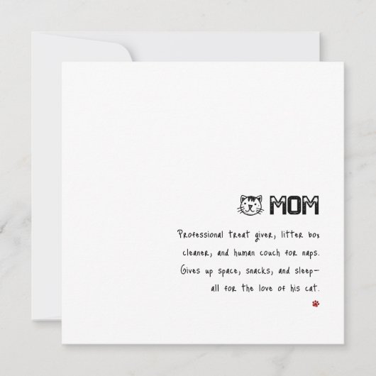 Eenvoudige minimalistische grappige kat moeder kaart (Voorkant)