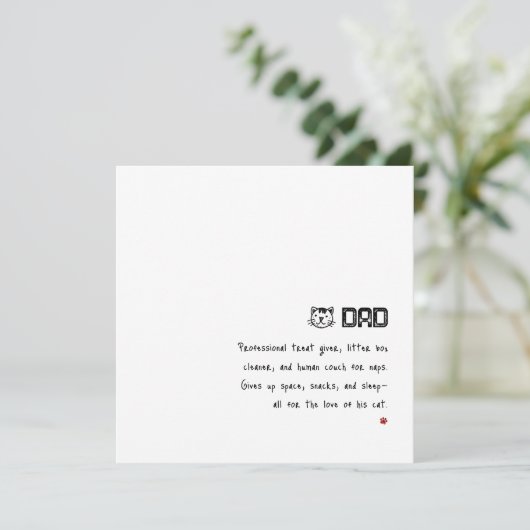 Eenvoudige minimalistische grappige kat papa kaart (Staand voorkant)