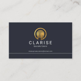 Eenvoudige minimalistische grens Gold Cutlery Chef Visitekaartje