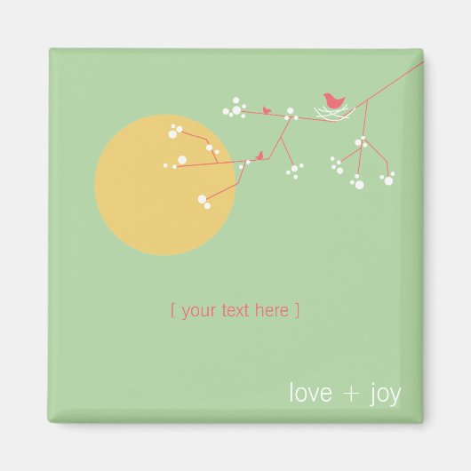 Eenvoudige minimalistische grillige nestvogels & f magneet (Voorkant)