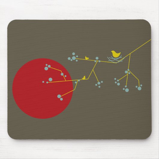 Eenvoudige minimalistische grillige nestvogels & f muismat (Voorkant)