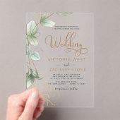 Eenvoudige minimalistische groene blad eucalyptus  acryl uitnodigingen (Insitu (Draagbaar))