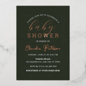 Eenvoudige Minimalistische Groene Elegante Oranje  Folie Uitnodiging (Voorkant)