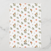 Eenvoudige Minimalistische Groene Elegante Oranje  Folie Uitnodiging (Achterkant)