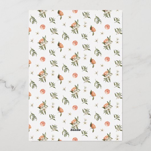 Eenvoudige Minimalistische Groene Elegante Oranje  Folie Uitnodiging (Achterkant)