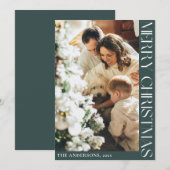 Eenvoudige minimalistische groene kerstfoto feestdagenkaart (Voorkant / Achterkant)