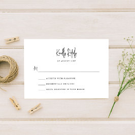 Eenvoudige minimalistische handgeschreven script b RSVP kaartje
