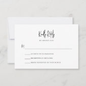 Eenvoudige minimalistische handgeschreven script b RSVP kaartje (Voorkant)