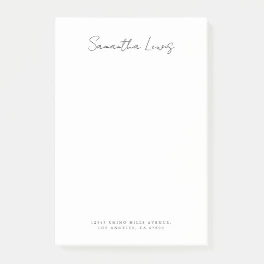 Eenvoudige Minimalistische Handgeschreven Script N Post-it® Notes (Voorkant)