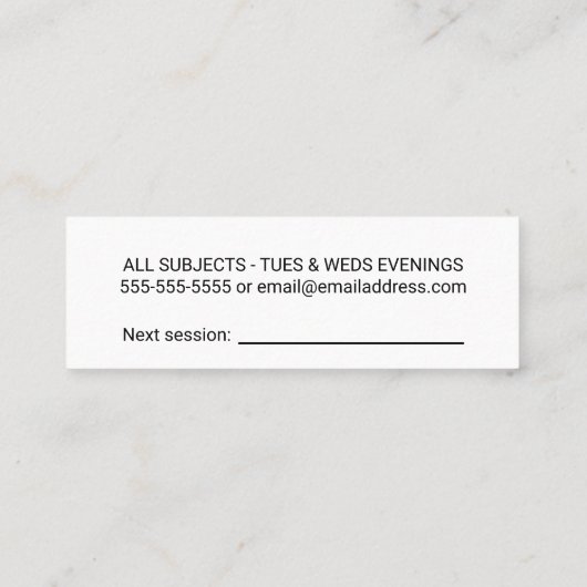 Eenvoudige minimalistische handtas voor zwart-wit  mini visitekaartje (Achterkant)