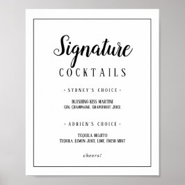 Eenvoudige minimalistische handtekening cocktails  poster