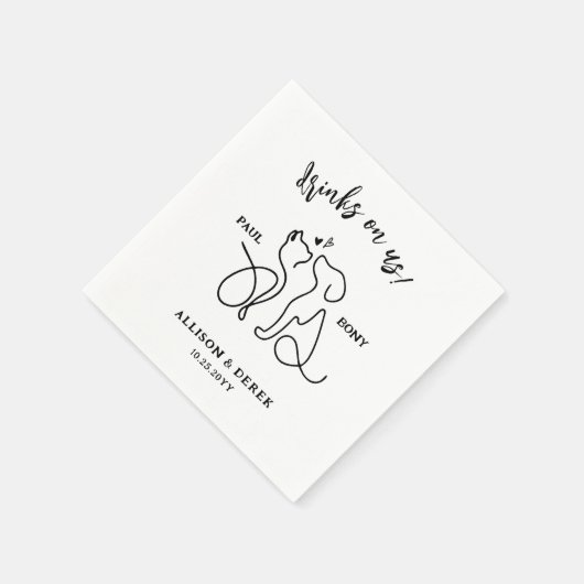 Eenvoudige minimalistische hondenkat naam huisdier servet (Hoek)