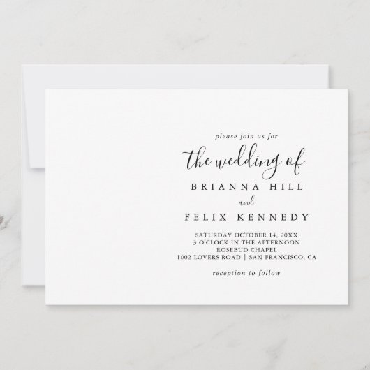 Eenvoudige minimalistische horizontale bruiloft kaart (Voorkant)