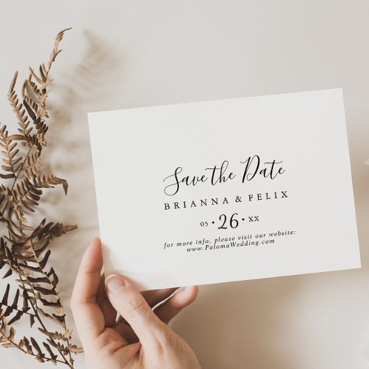 Eenvoudige minimalistische horizontale bruiloft save the date