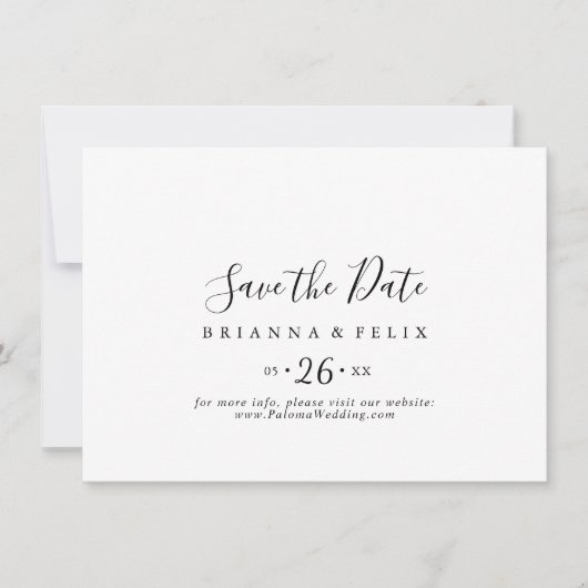 Eenvoudige minimalistische horizontale bruiloft save the date (Voorkant)