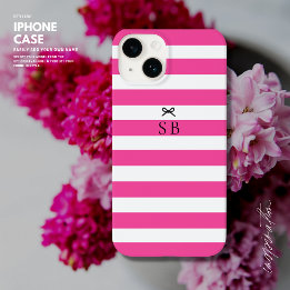 Eenvoudige minimalistische Hot Pink Stripe Bow-Ini Case-Mate iPhone 14 Hoesje