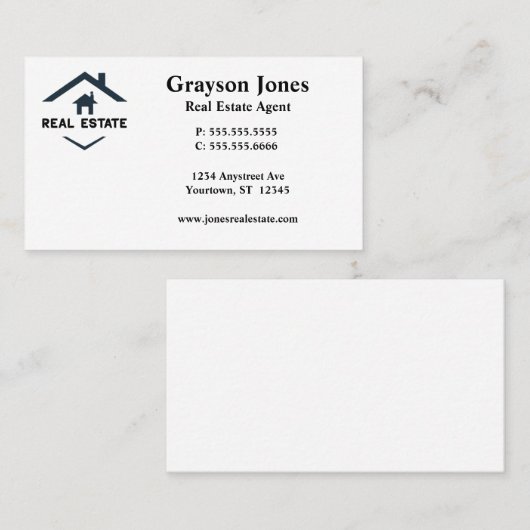 Eenvoudige minimalistische huis Logo makelaar Visitekaartje (Voorkant / Achterkant)