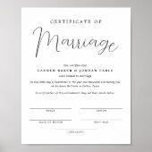 Eenvoudige minimalistische huwelijksakte poster (Voorkant)