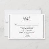 Eenvoudige minimalistische huwelijksmenu RSVP Resp (Voorkant)