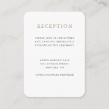 Eenvoudige minimalistische huwelijksreceptie Kaart
