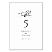 Eenvoudige minimalistische huwelijkstafel nummer K Kaart (Voorkant)
