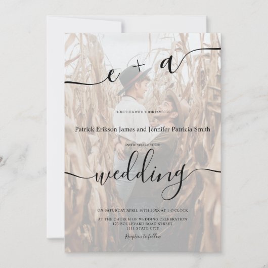 Eenvoudige minimalistische initialen script foto b kaart (Voorkant)