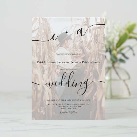 Eenvoudige minimalistische initialen script foto b kaart (Staand voorkant)