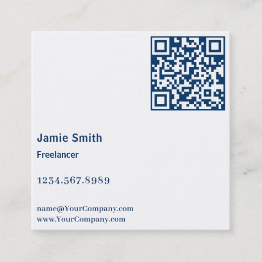 Eenvoudige minimalistische Initialen zwart, blauw  Vierkante Visitekaartje (Voorkant)