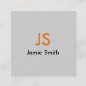 Eenvoudige minimalistische Initialen zwart, Sinaas Vierkante Visitekaartje (Achterkant)