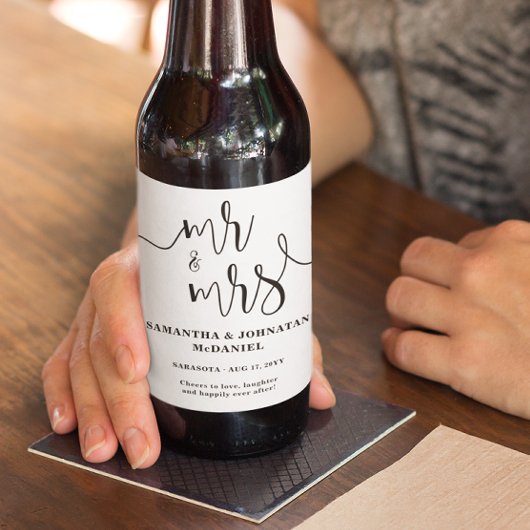 Eenvoudige minimalistische juichen bruiloft bier etiket
