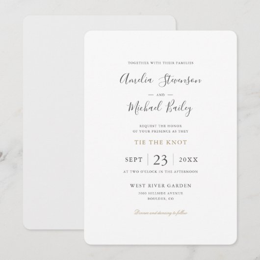 Eenvoudige minimalistische Kaart voor het uitnodig (Voorkant / Achterkant)